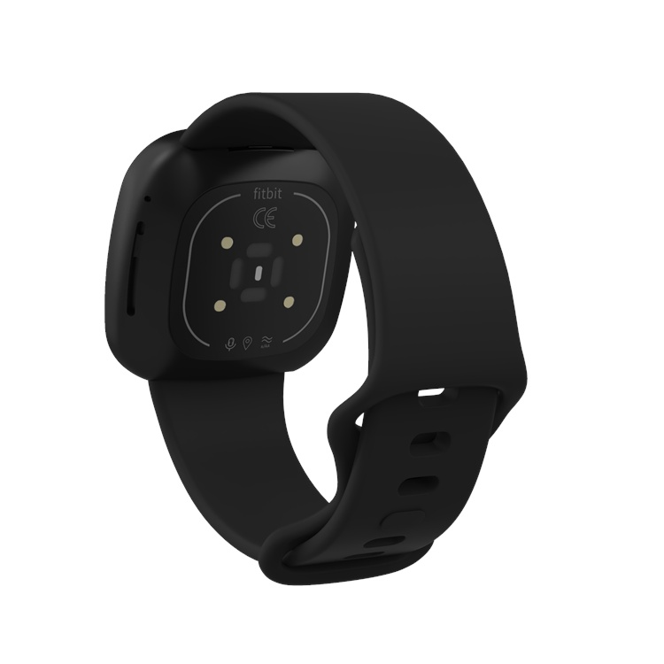 Fitbit Versa 3 compatible strap in black, designed for comfort and durability, available in sizes S and L.