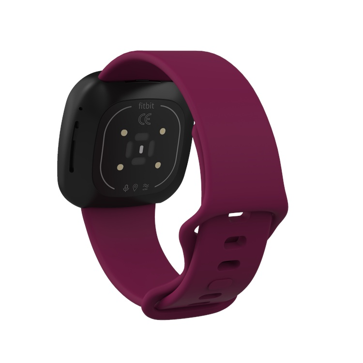 Fitbit Versa 3 compatible strap in maroon, available in sizes S and L for comfort and style.