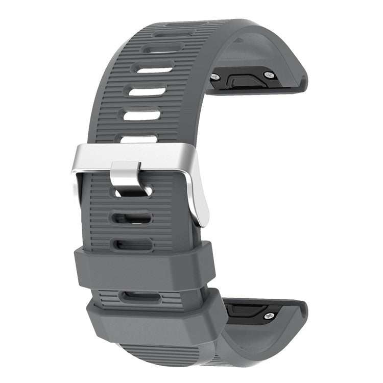 Silicone strap with silver buckle for Garmin Fenix 6X, durable and stylish.