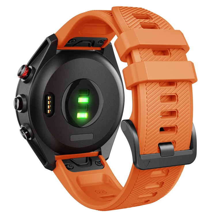 26mm orange watch strap compatible with Garmin Approach S62, featuring quick release for easy installation.