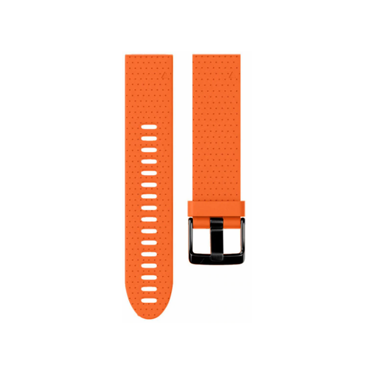 Orange silicone watch strap with black buckle for Garmin Fenix 5S / 5S Plus.