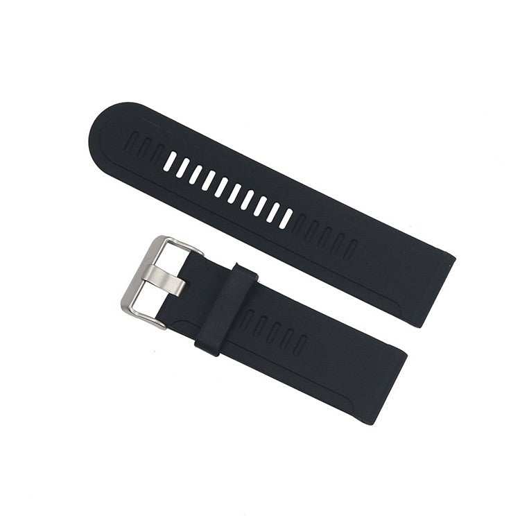 Silicone strap with silver buckle for Garmin Fenix 3, durable and stylish wristband accessory.
