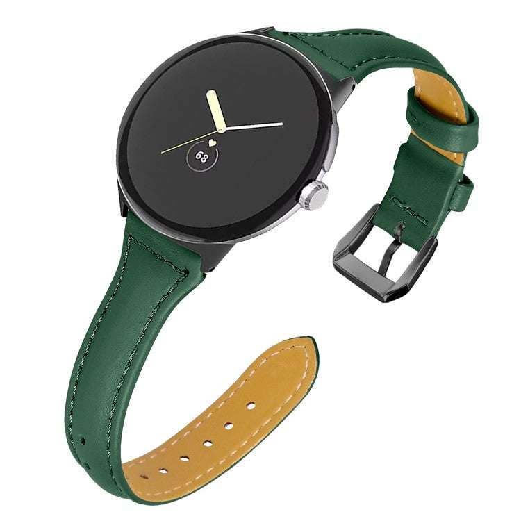 Green slim leather watch strap for Google Pixel® Model 1.