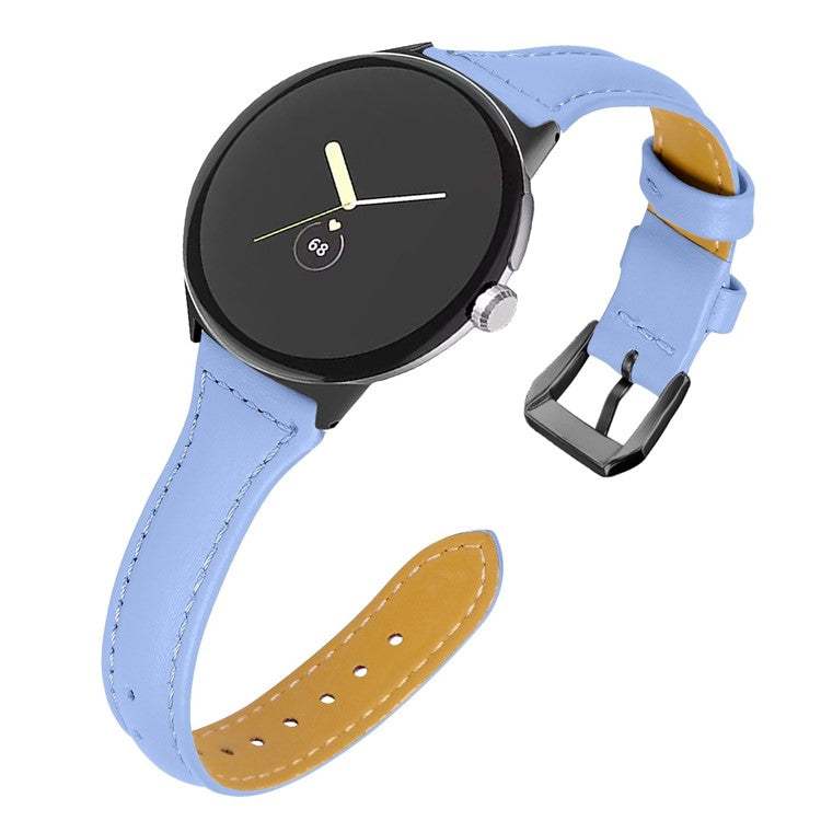 Slim leather watch strap for Google Pixel Model 1 with sleek design.
