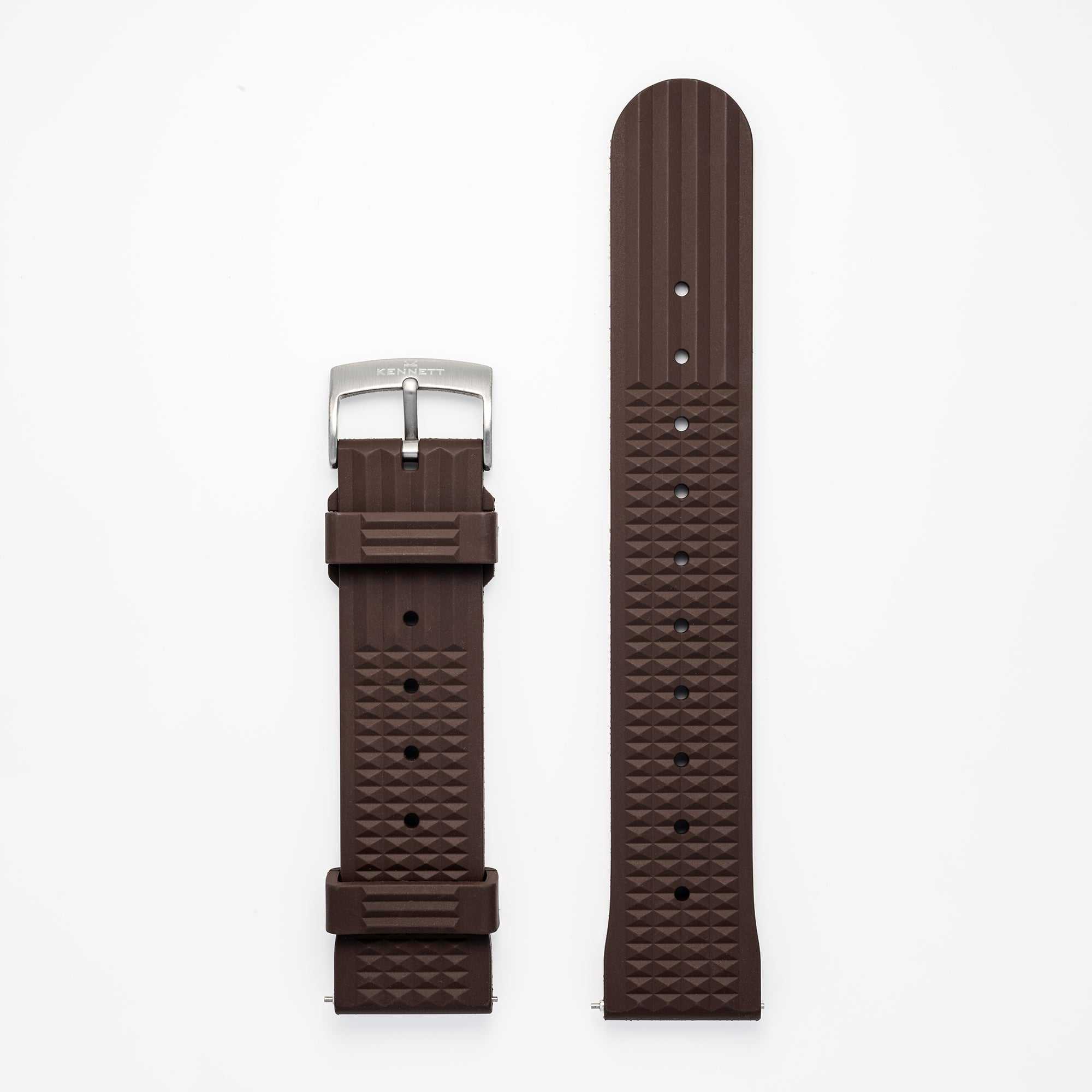 Kennett FKM Rubber Watch Strap with Stainless Steel Buckle - 22mm brown