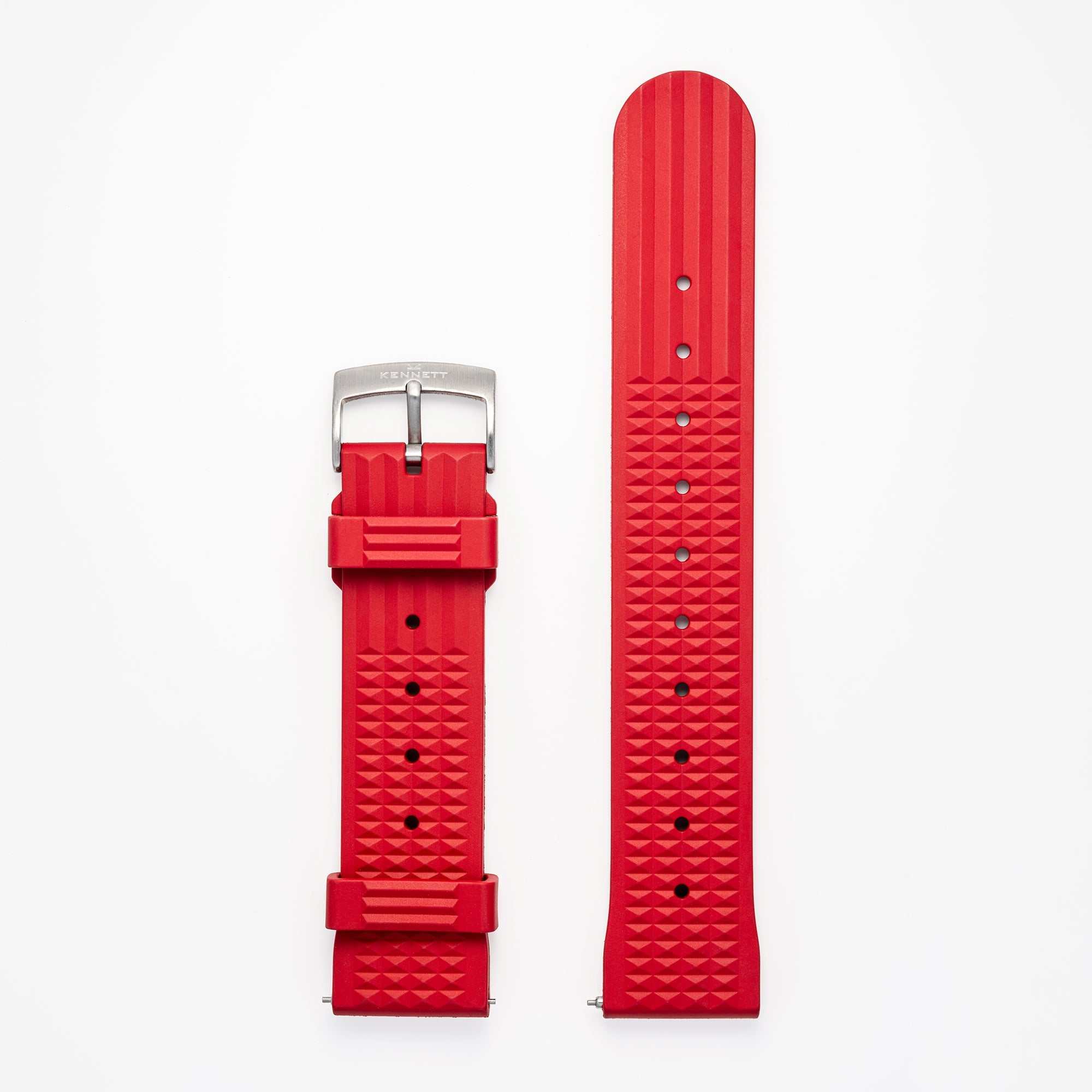 Kennett FKM Rubber Watch Strap with Stainless Steel Buckle - 22mm red