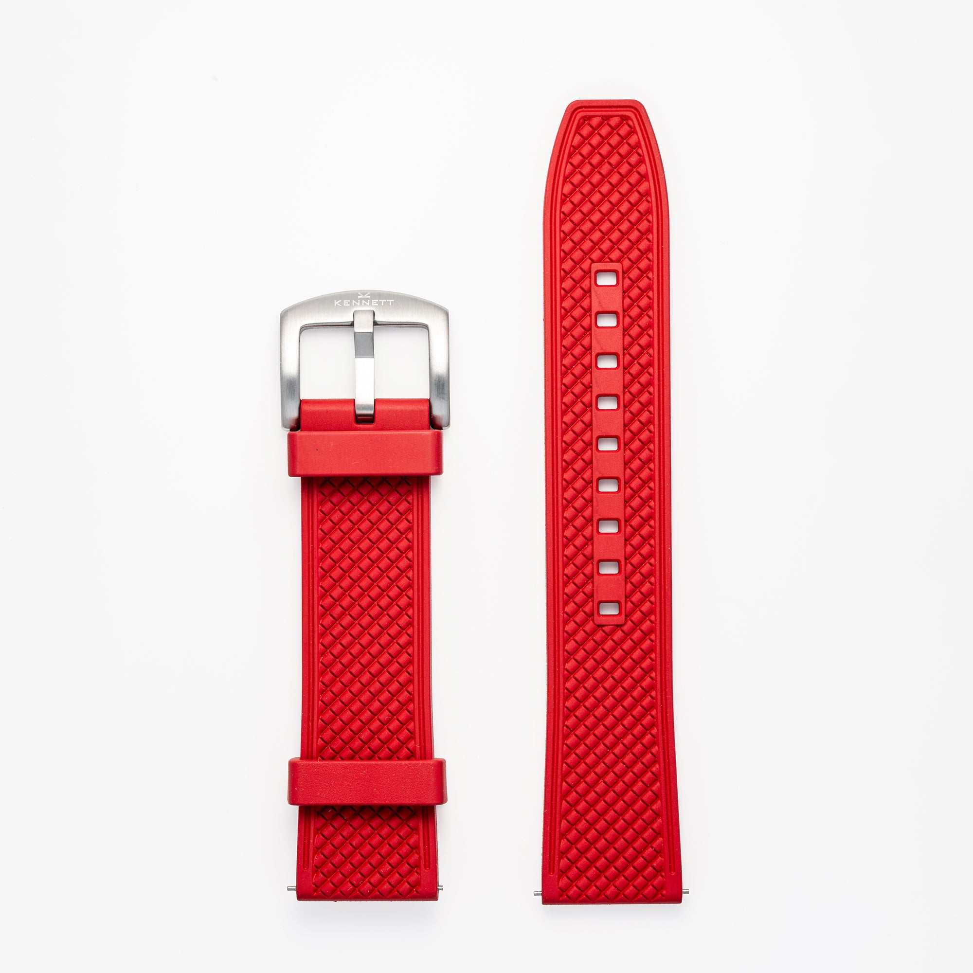 Kennett FKM Rubber Watch Strap with Stainless Steel Buckle Red 22mm