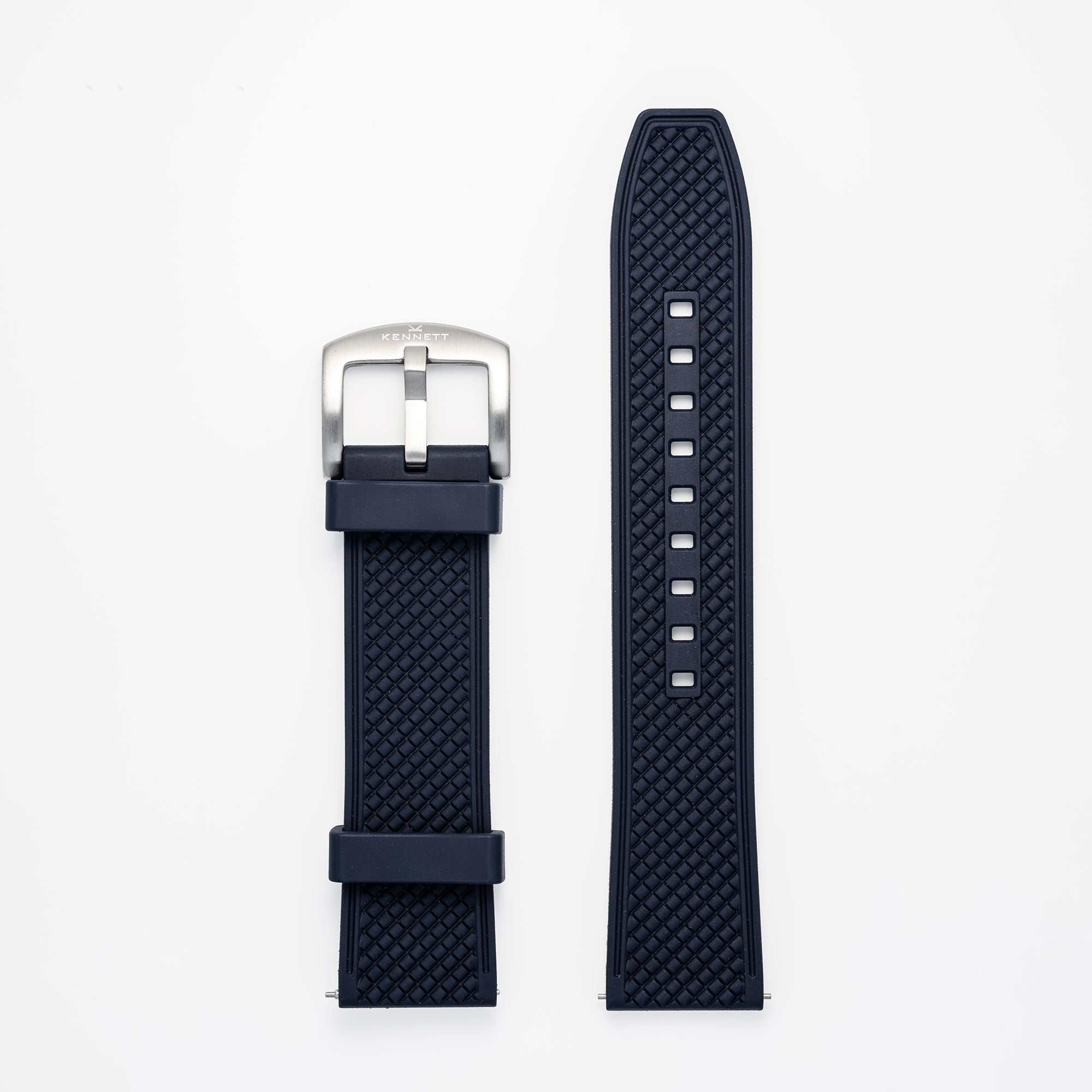 Kennett FKM Rubber Watch Strap with Stainless Steel Buckle blue 22mm