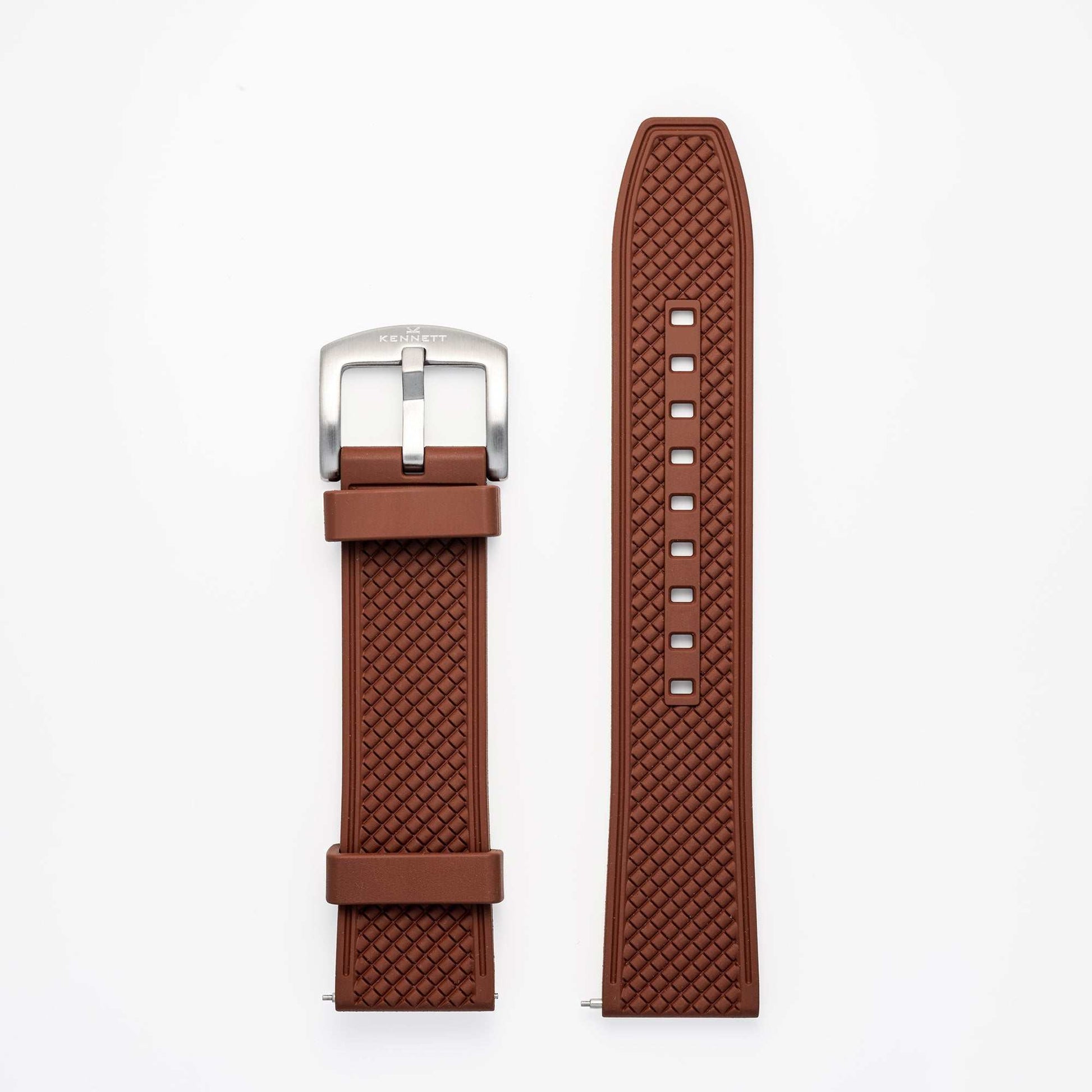 Kennett FKM Rubber Watch Strap with Stainless Steel Buckle brown 22mm