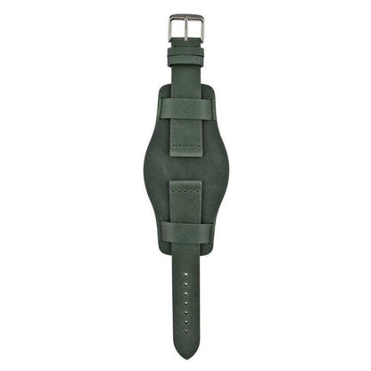 Premium Leather Bund Watch Strap – Military Style