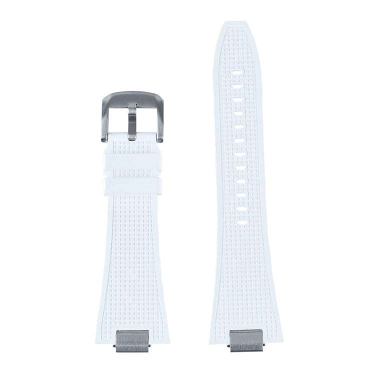 FKM rubber straps for Tissot PRX40 with brushed steel end pieces and heavy-duty pin buckle.