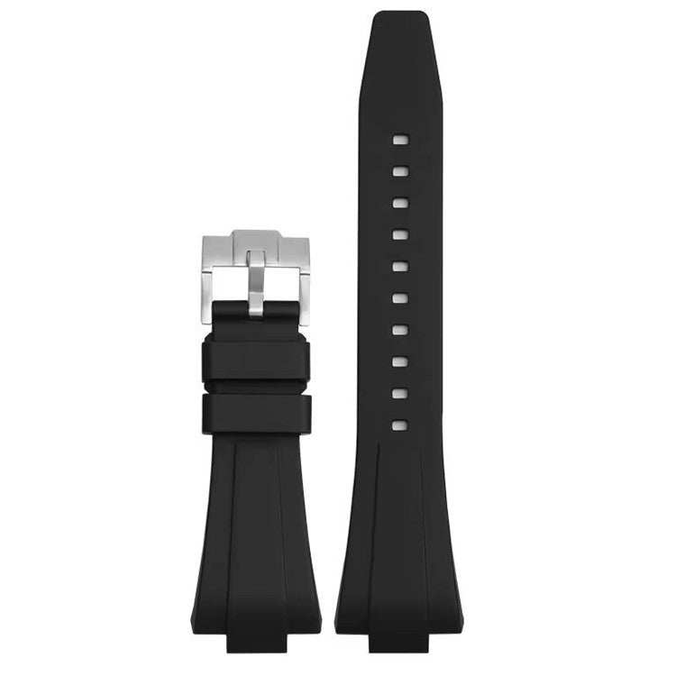 FKM rubber watch straps compatible with Tissot PRX35, shown in black, highlighting durability and style.