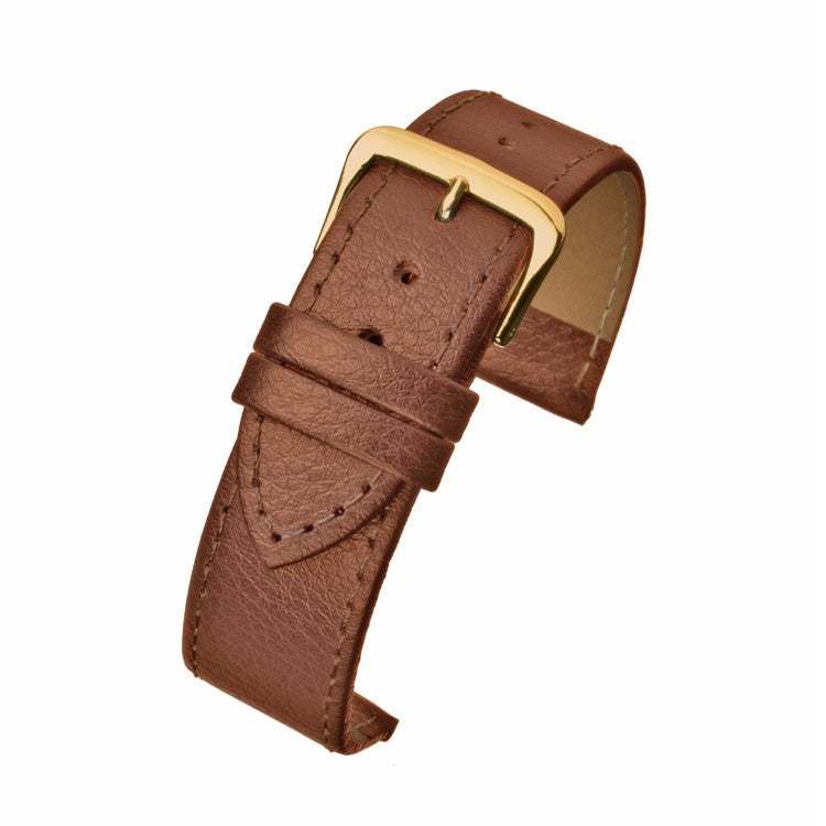 Buffalo grain leather watch strap in classic design with stitched edges, available in white, blue, red for durability and style.