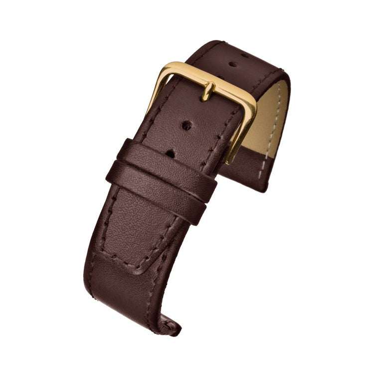 Plain stitched leather watch strap with square end, modern design, durable and versatile for casual and formal wear.