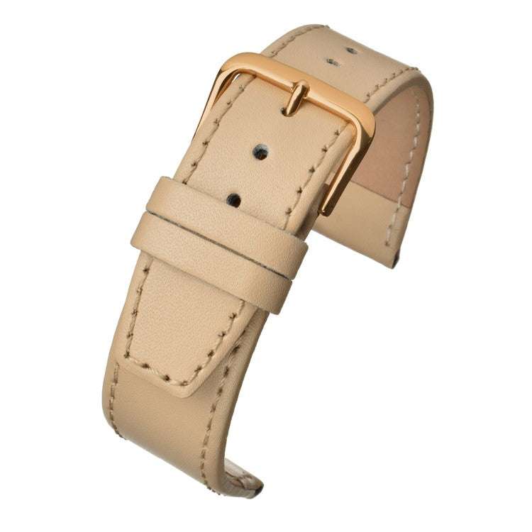 Plain stitched leather watch strap with square end, sleek and durable design.