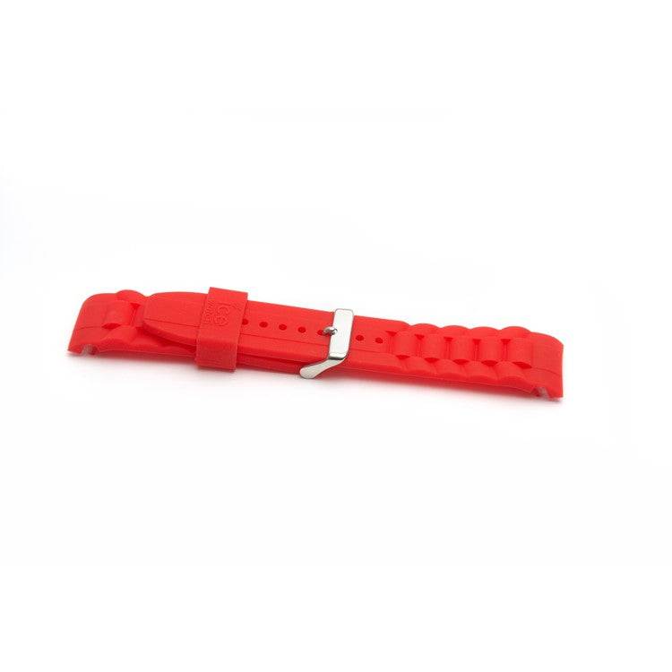 Genuine silicone watch strap in vibrant red, available in sizes 14, 17, 19mm for Ice Watch, suitable for ladies, unisex, and gents.
