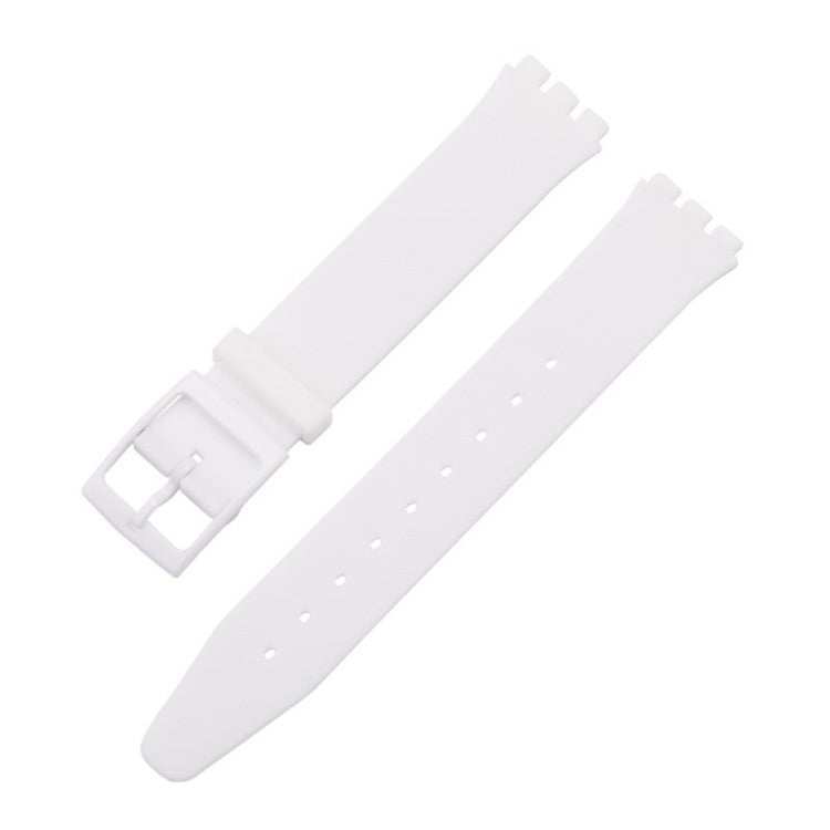 White compatible Swatch® watch strap, durable and stylish, designed for a seamless fit.