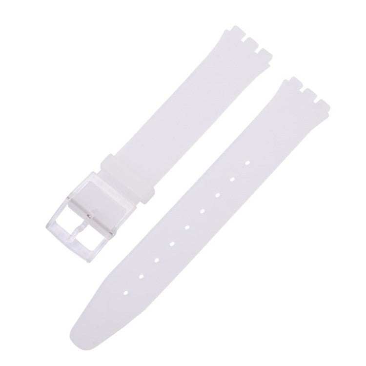 White compatible Swatch® watch strap for all models, high-quality and durable design.