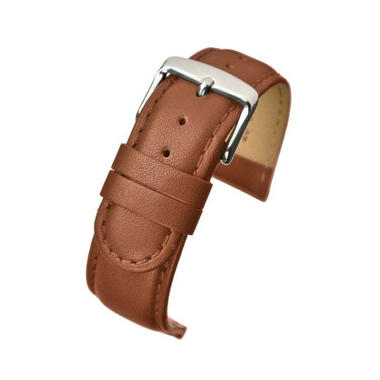 Padded stitched leather watch strap with nubuck lining and stainless steel buckle.