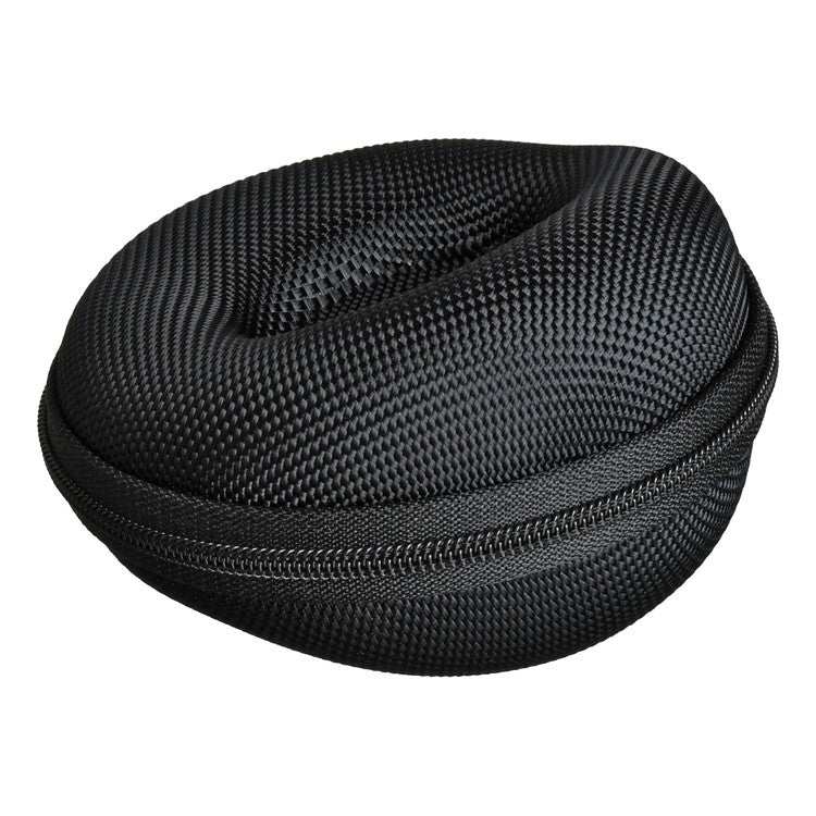 Round black watch travel case with zip closure, durable and compact design for superior protection.