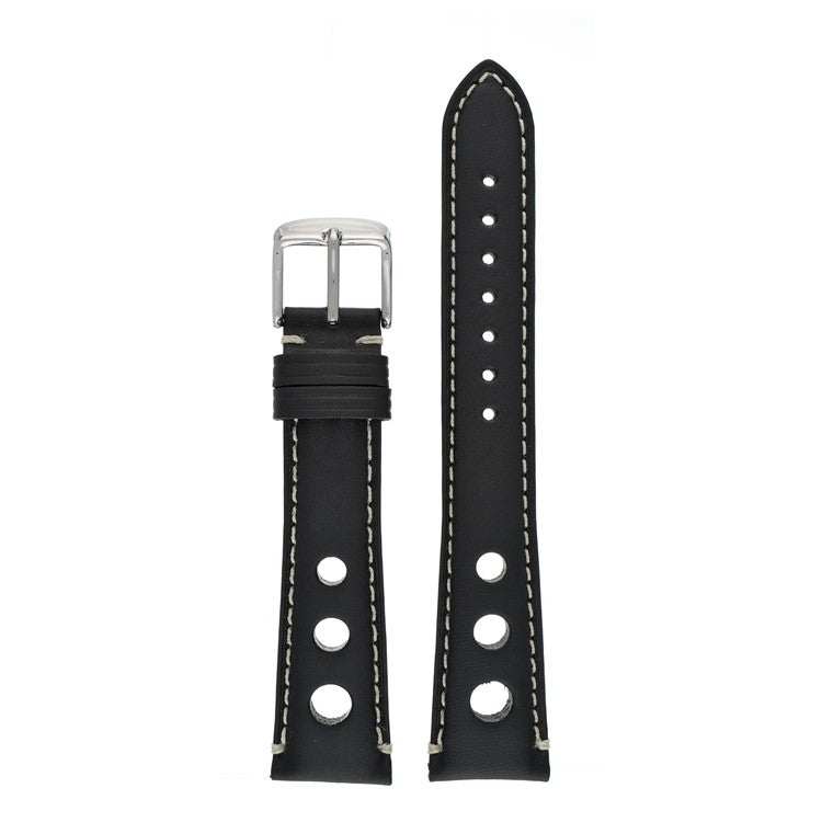 Rally Style Leather Watch Strap (18mm–22mm)