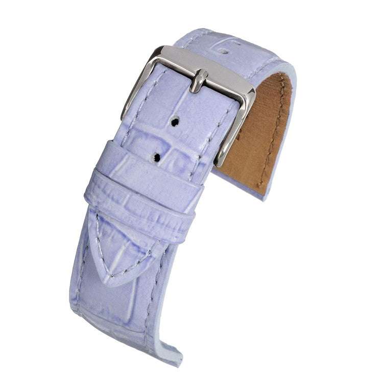 Pastel alligator grain watch strap with stainless steel buckle.