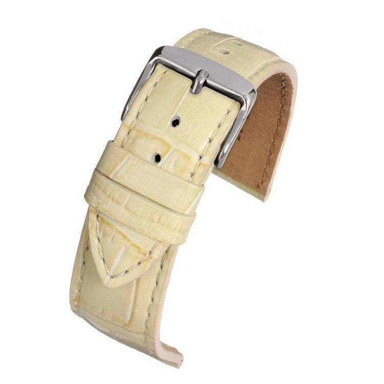 Pastel alligator grain watch strap with stainless steel buckle and soft nubuck lining in delicate colors.