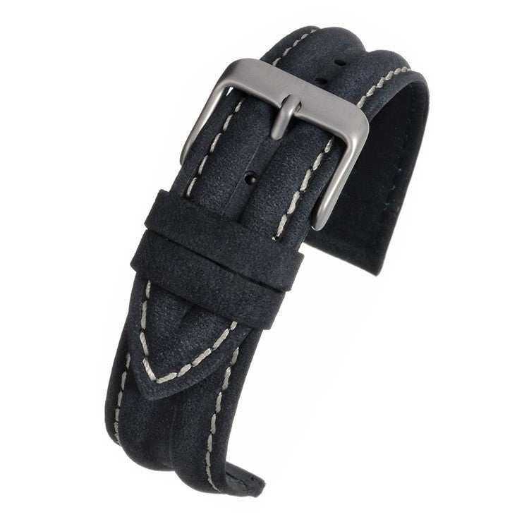 Double Ridge Leather Watch Strap (18mm–22mm)