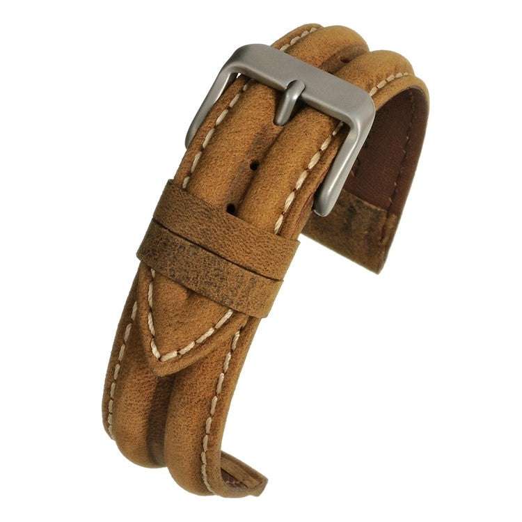 Double Ridge Leather Watch Strap (18mm–22mm)