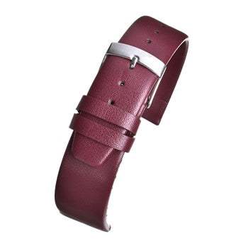 Eco-friendly Apple Fibre Watch Strap with polished silver buckle in maroon.
